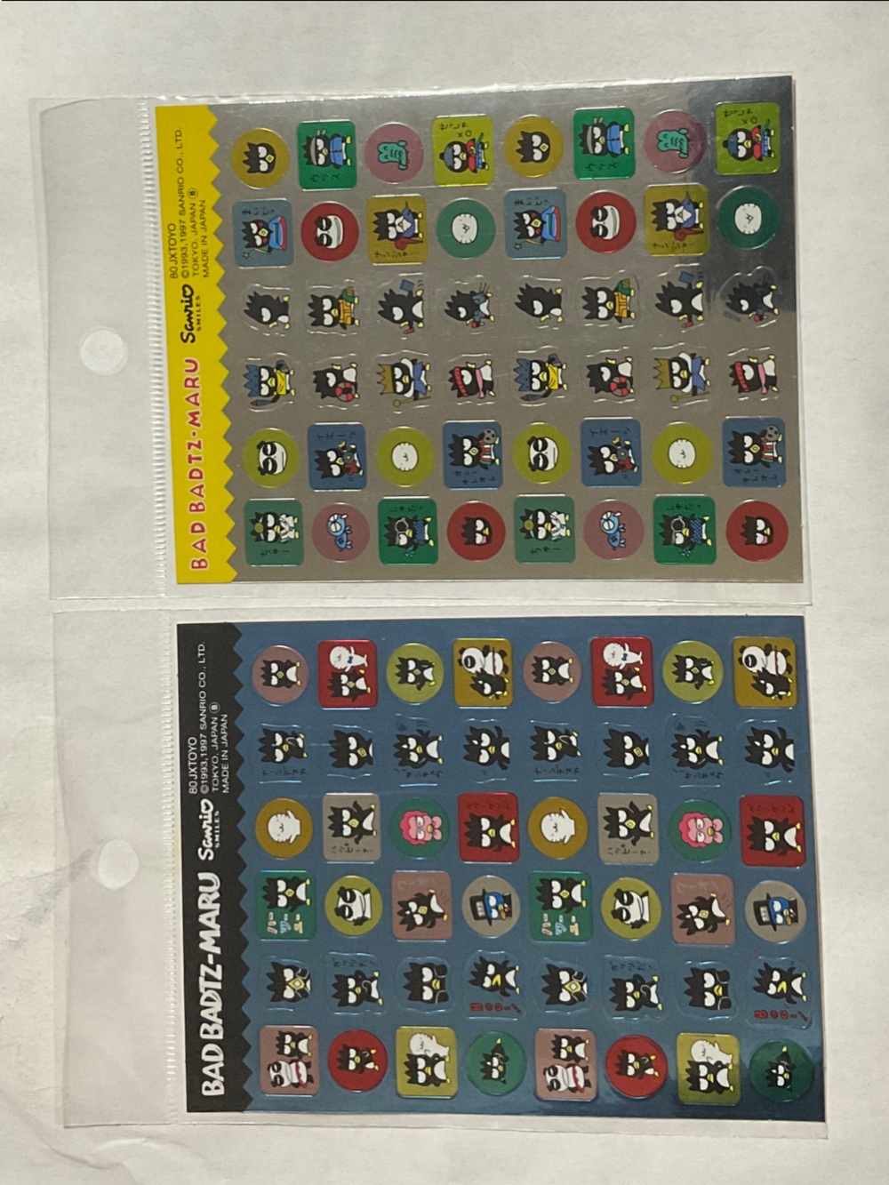 Sanrio Bad Badtz-Maru Sticker Sheets - Blue, Green, Red, Yellow, Pink, White